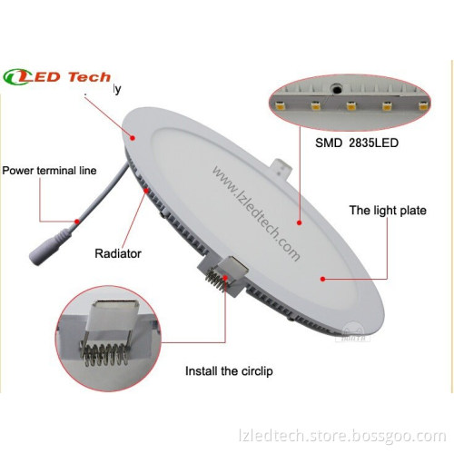 Cool white round panel light 6'' 8'' slim panel 12w 18w round led panel
